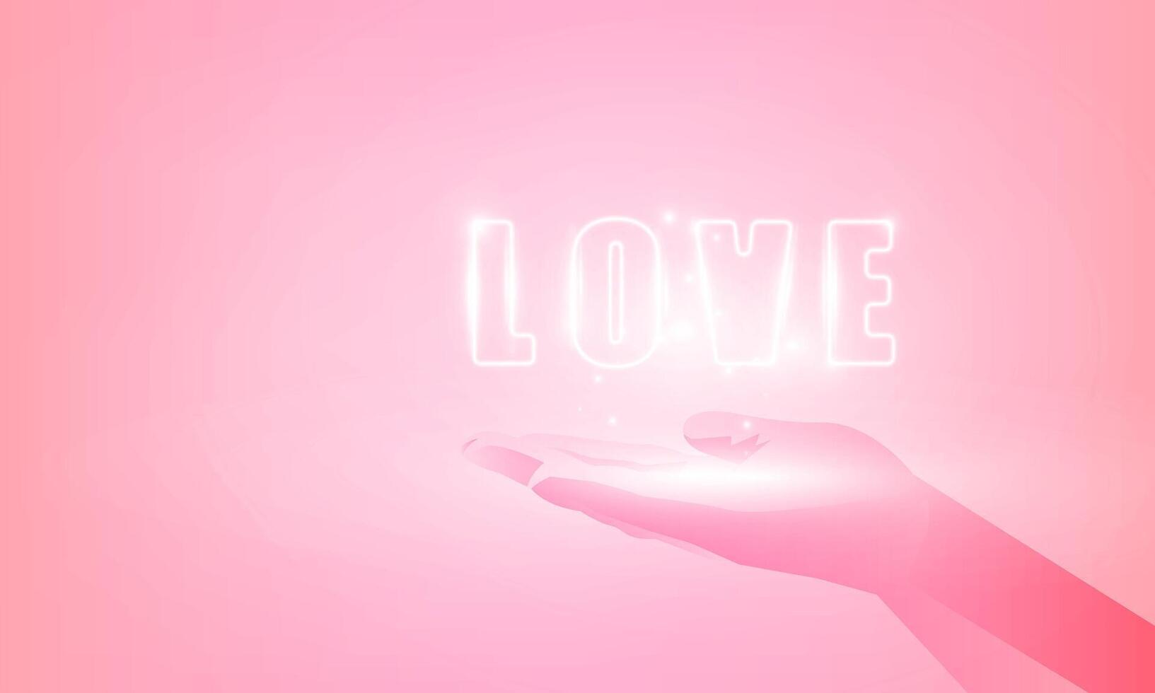 Abstract Happy Valentine's days neon heart pink background with for vector poster design