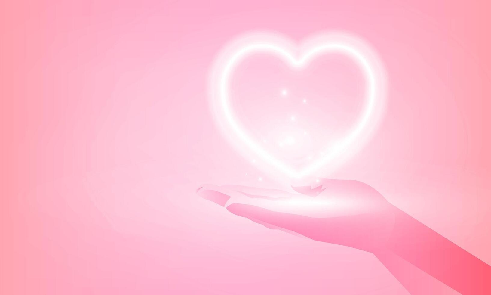Abstract Happy Valentine's days neon heart pink background with for vector poster design