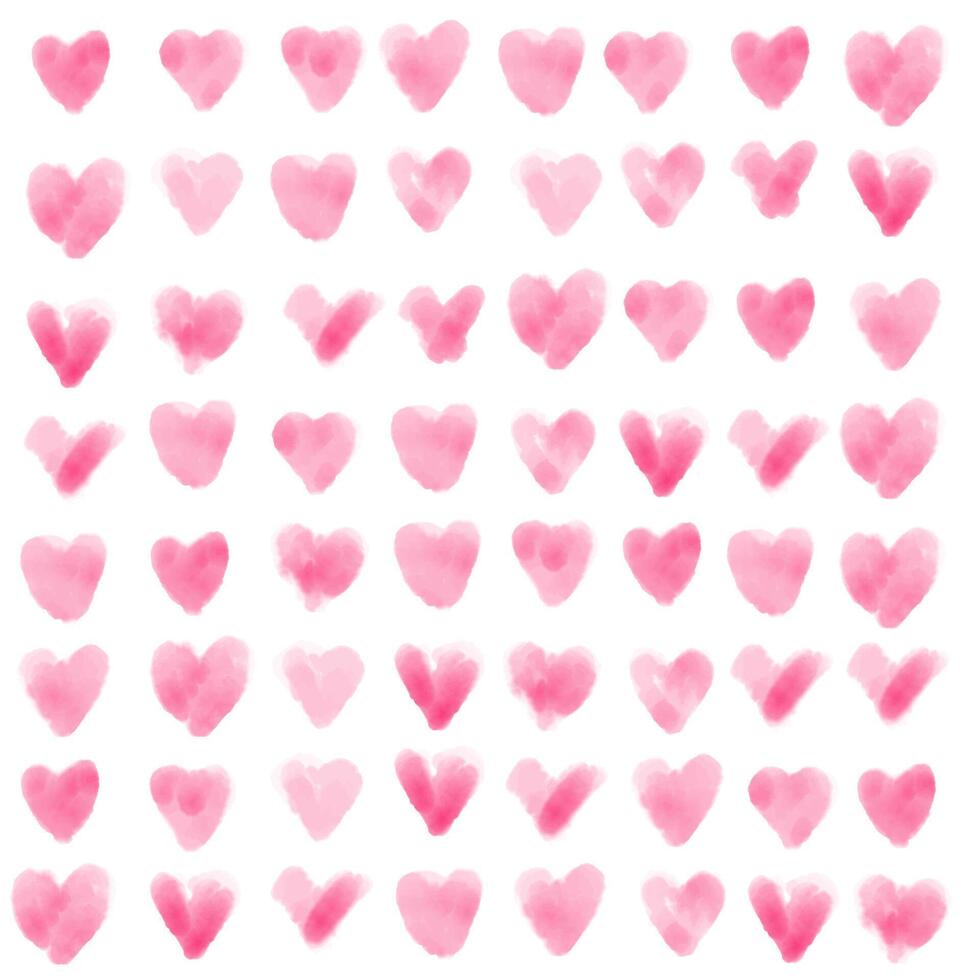 conjunto acuarela pintado rosado corazón en blanco antecedentes , vector