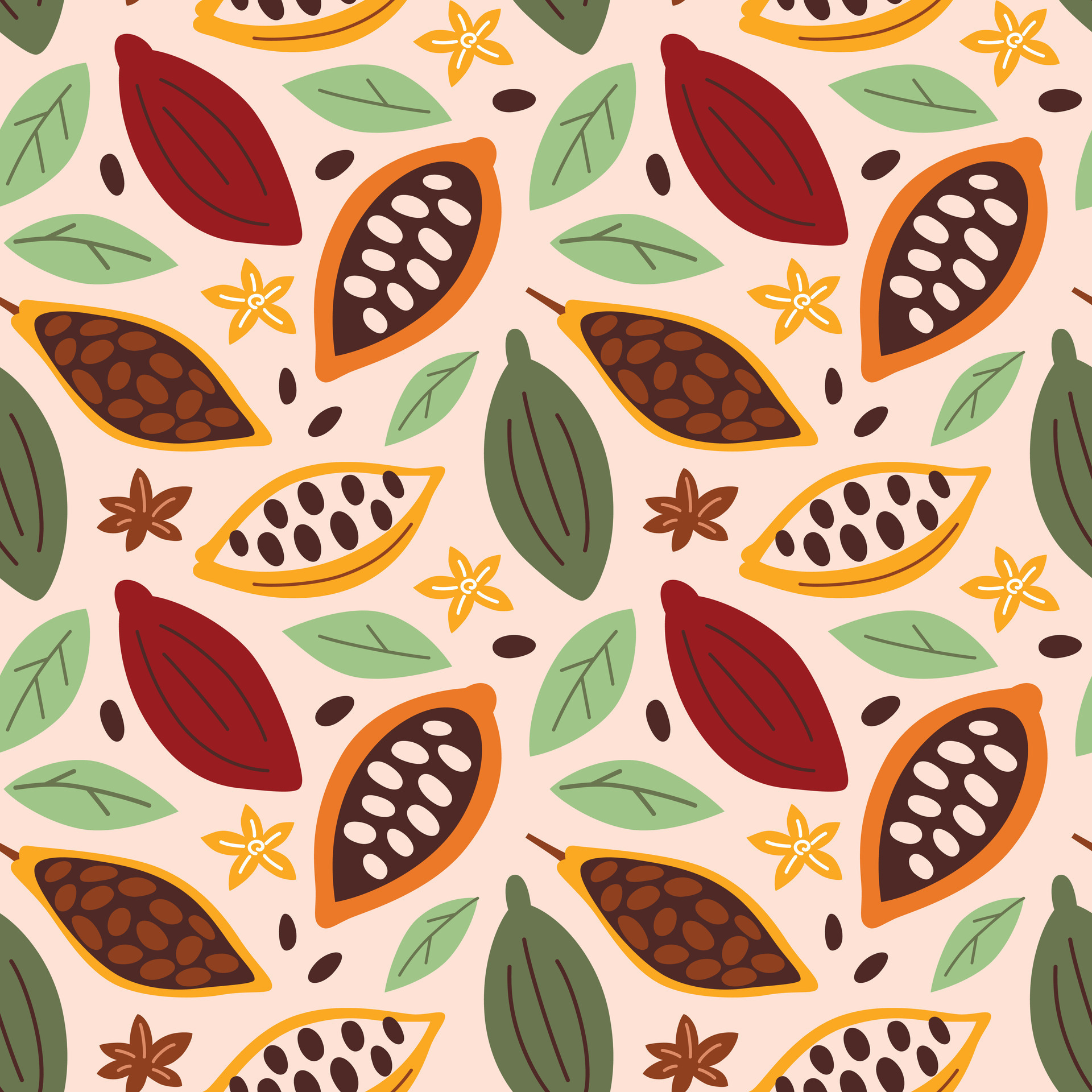 Cocoa Fruits And Leaves Cocoa Beans Pattern 39590399 Vector Art At Cocoa Fruits And Leaves Cocoa Beans Pattern 39590399 Vector Art At