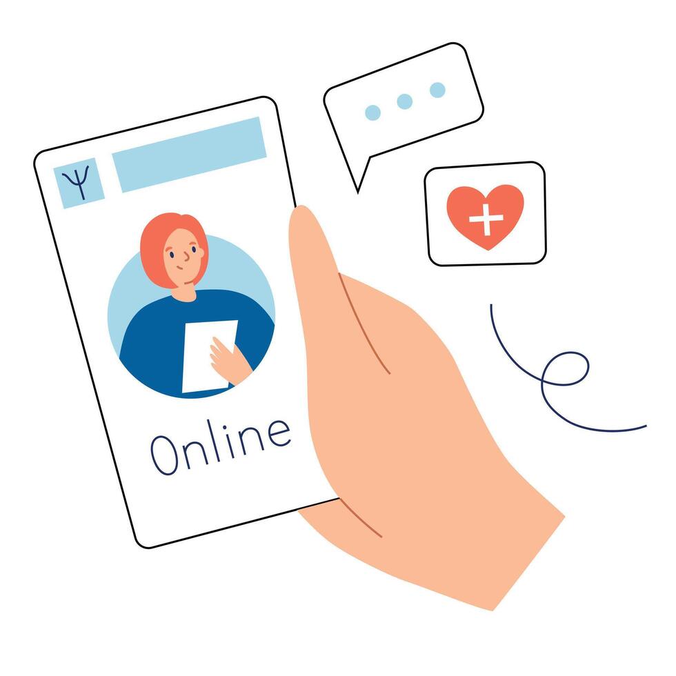 Psychological help app, online consultation vector