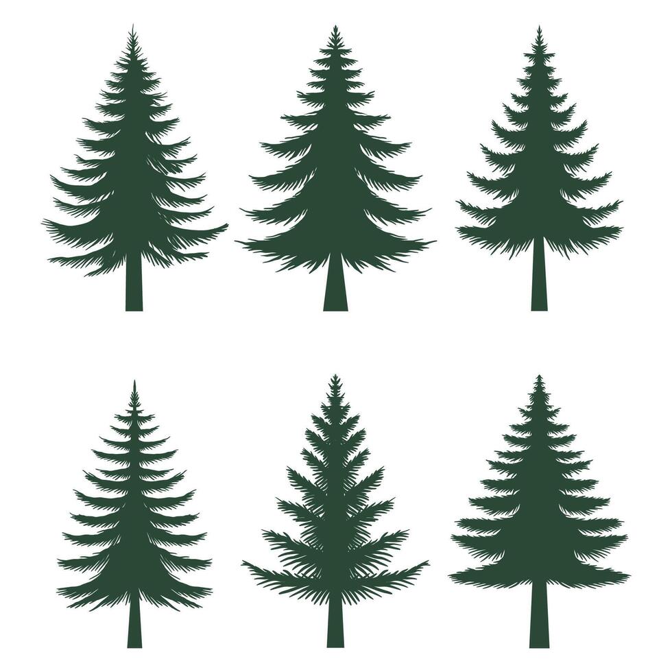 Pine tree silhouette set collection vector