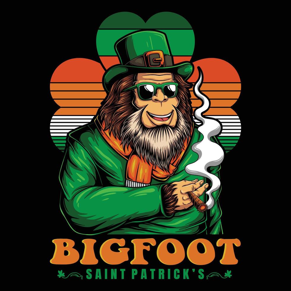 Bigfoot costume saint patrick's day vector illustration