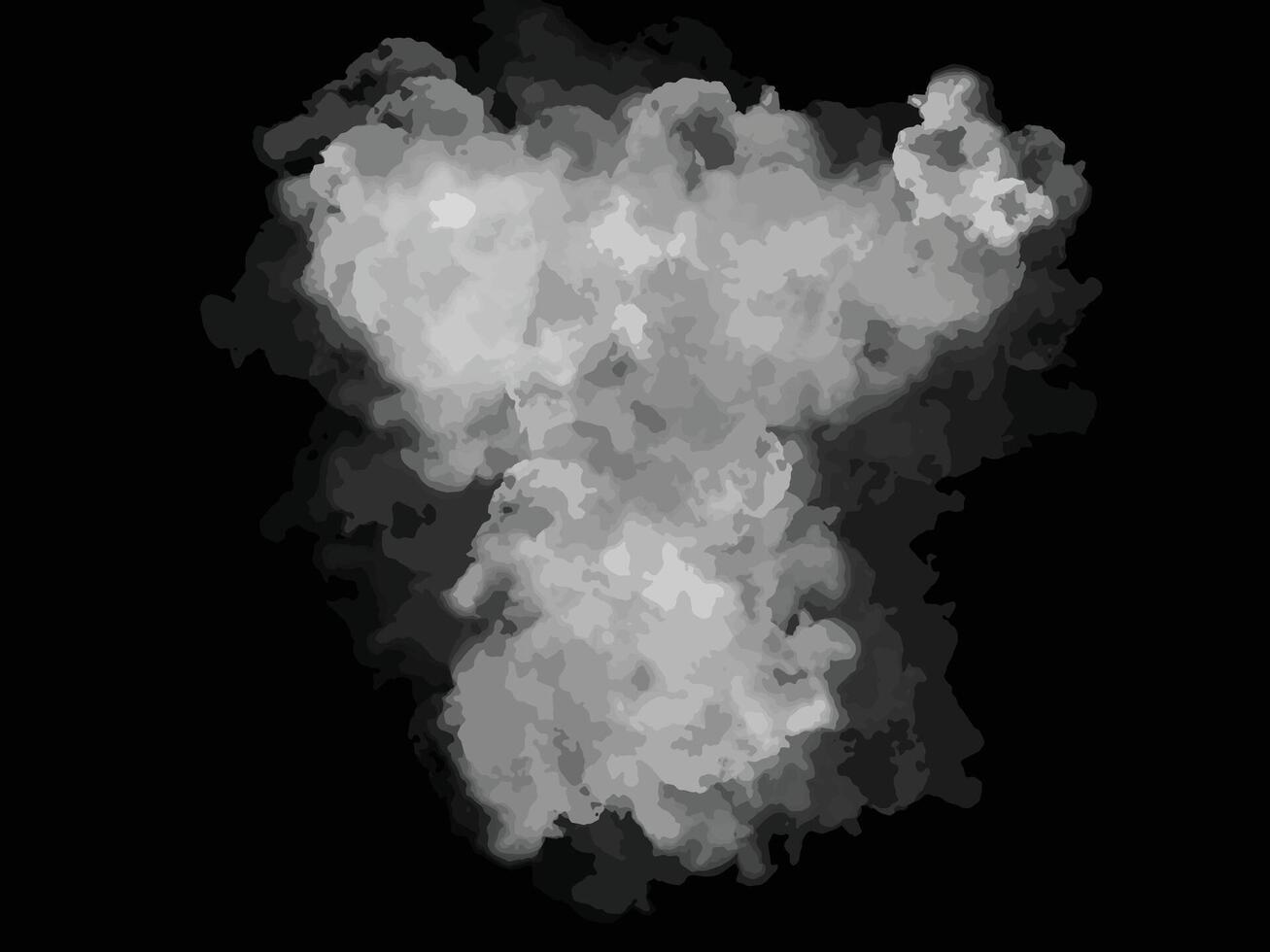 White clouds isolated on black background cloud smoke set on black vector