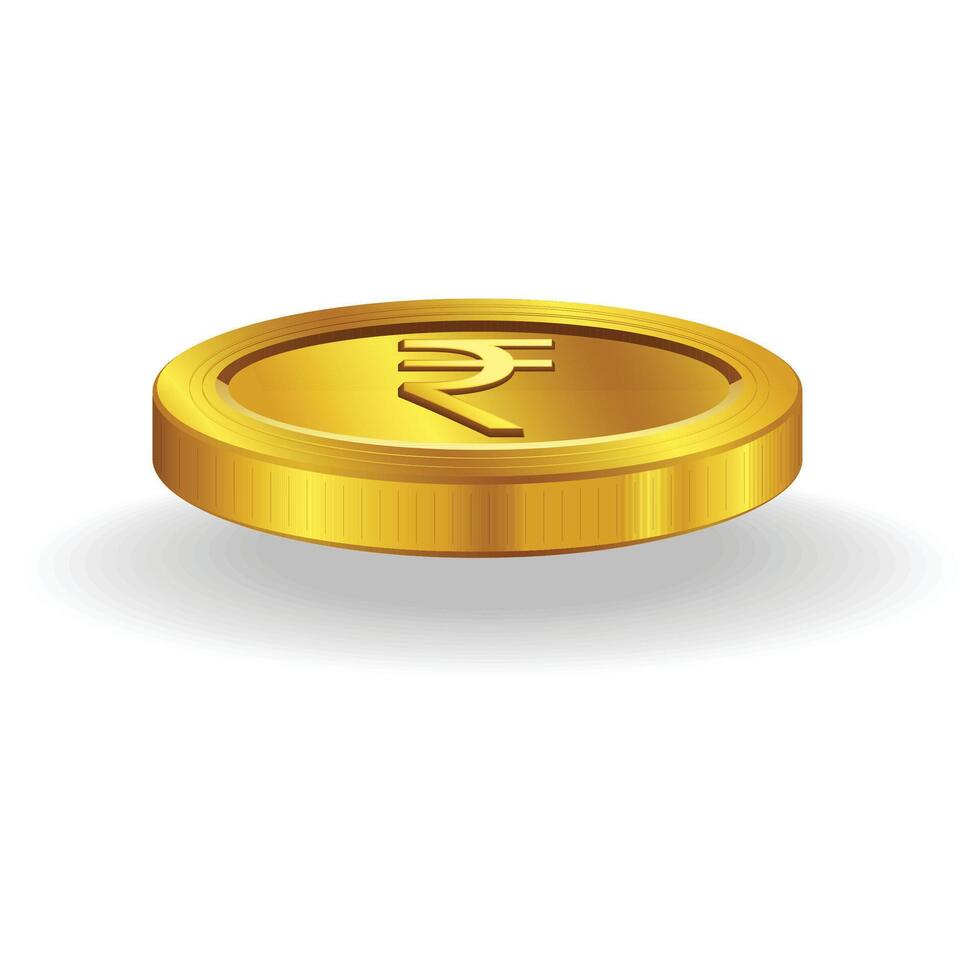 Realistic  Rupee gold coin flat currency vector banner.