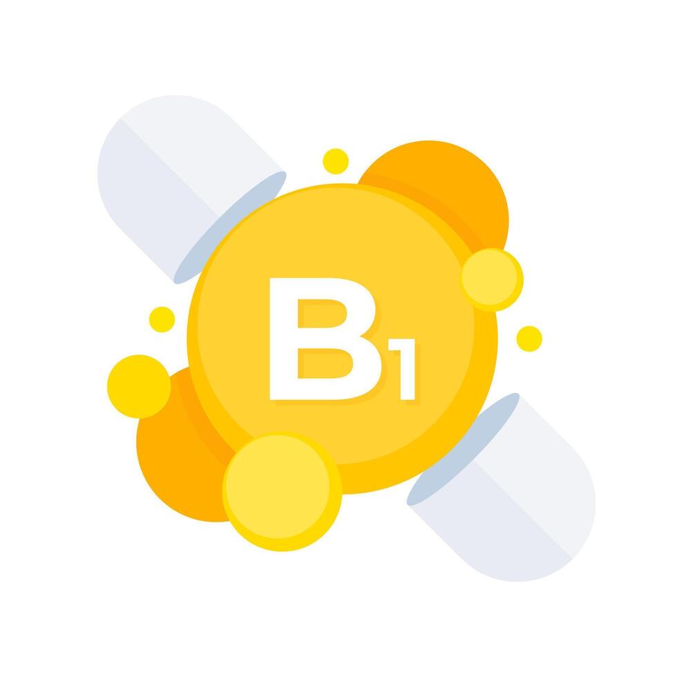 Vitamin B1 Thiamine supplement capsules representation for energy and