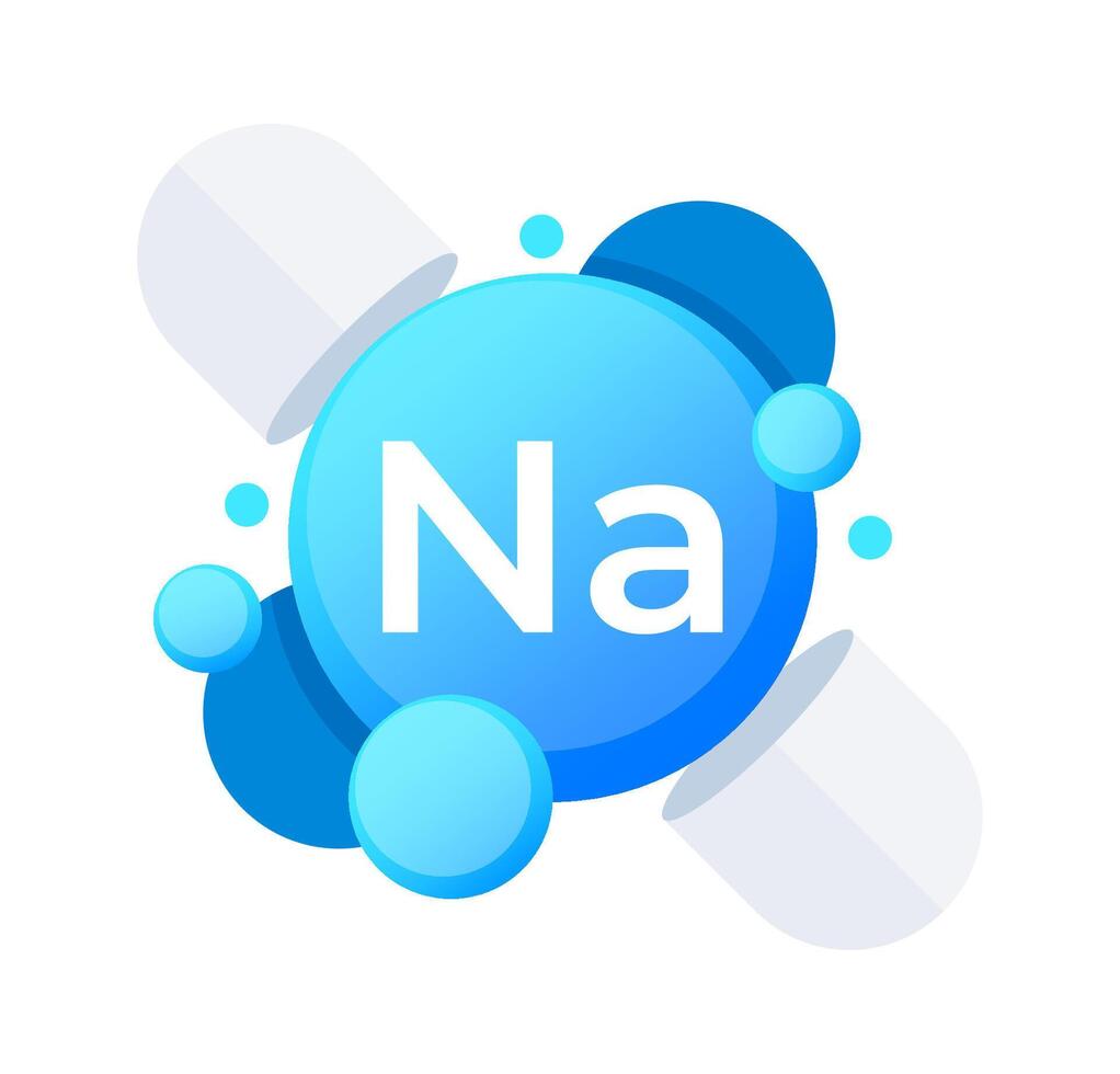 Sodium Na element visualized with vibrant blue spheres in educational. vector