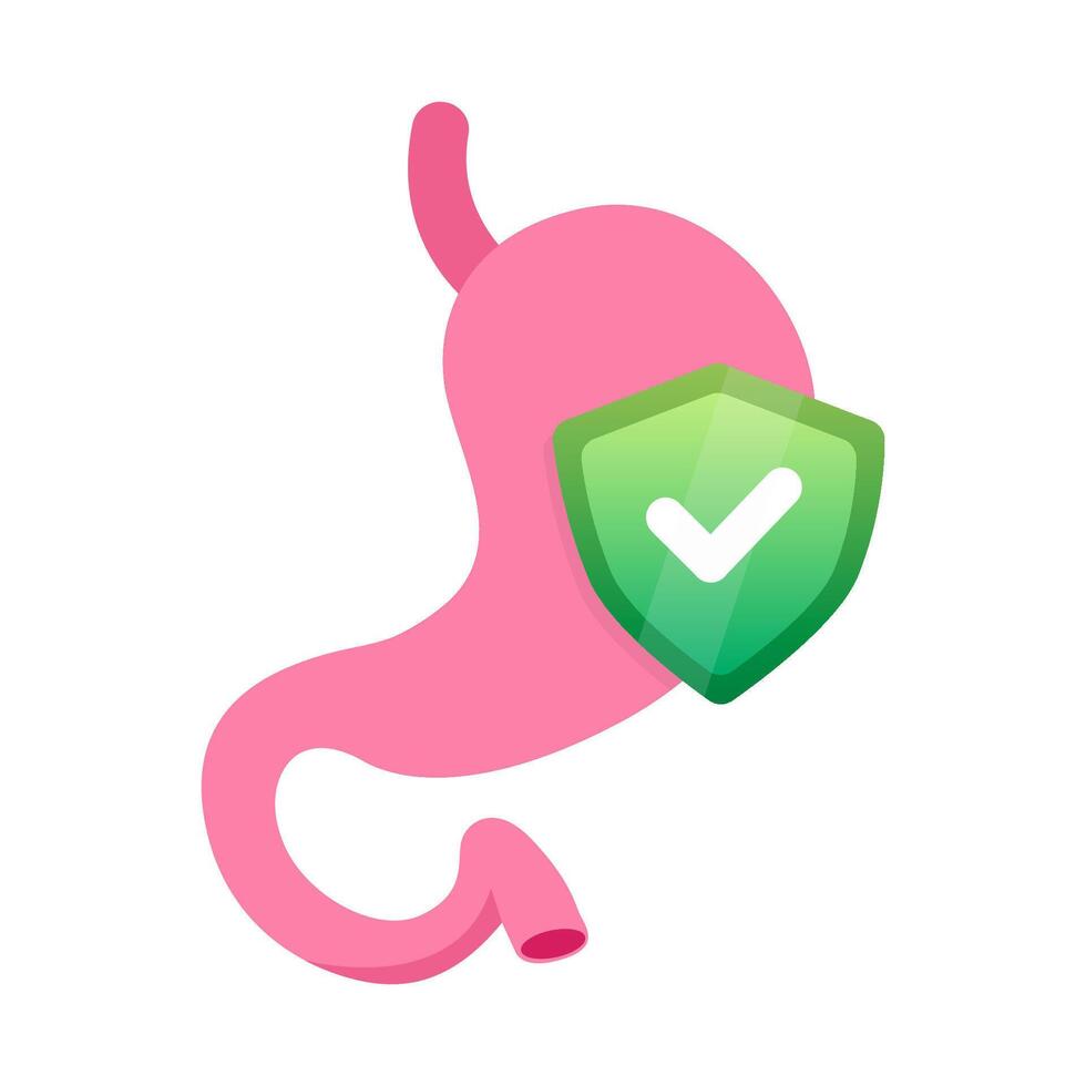 Set of stylized stomach icons in shades of pink, depicting various states of stomach health and conditions vector