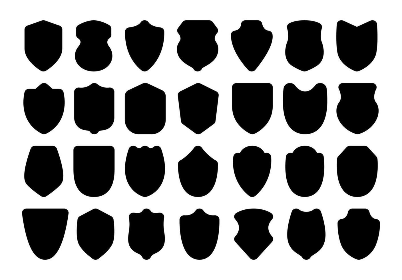 Collection shield shapes with checkmarks, representing safety, security, and verification vector