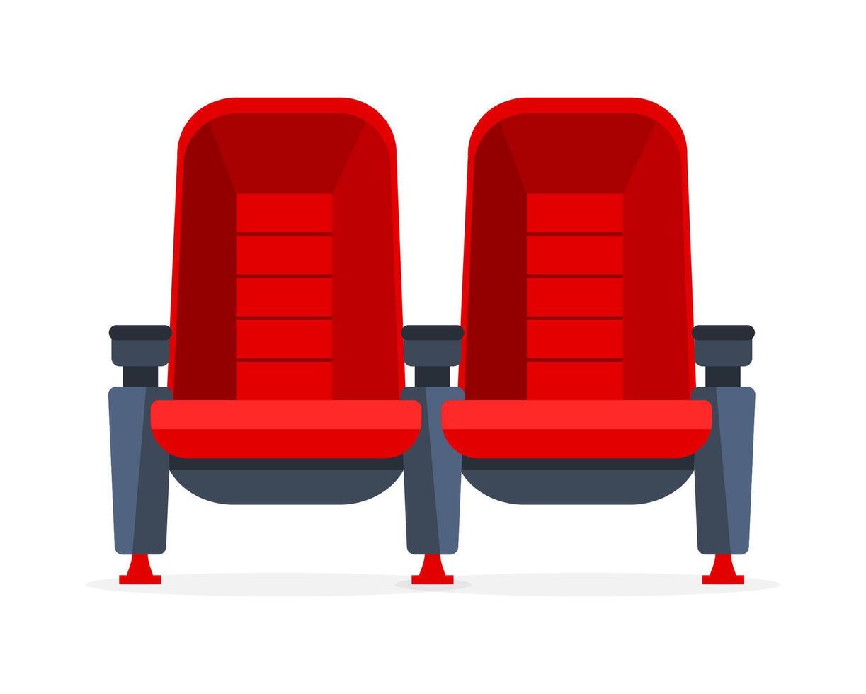 Cinema movie theater red chairs. Retro cinema armchair. Vector illustration