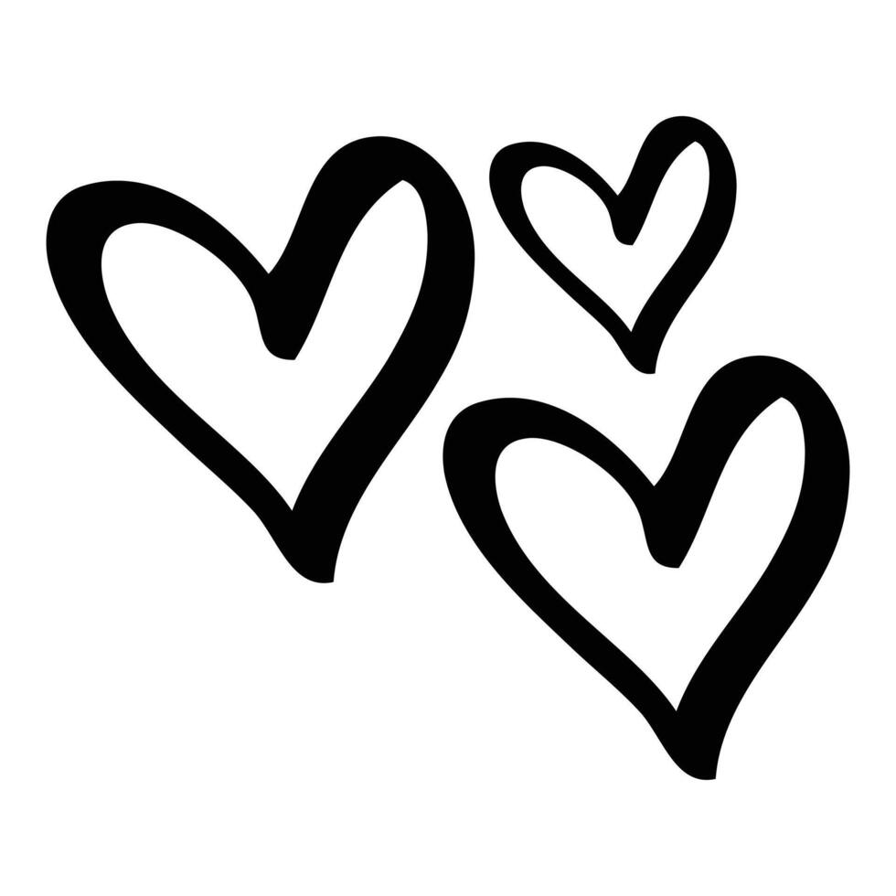 Heart doodles set. Hand drawn hearts vector illustration collection. Love hearts illustrations