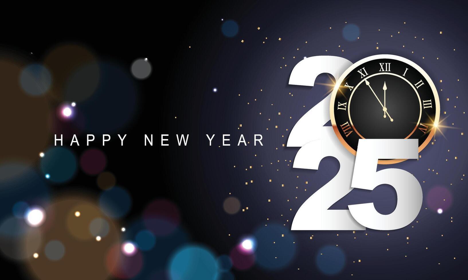 2025 Happy New Year Background Design. Greeting Card, Banner, Poster. Vector Illustration.