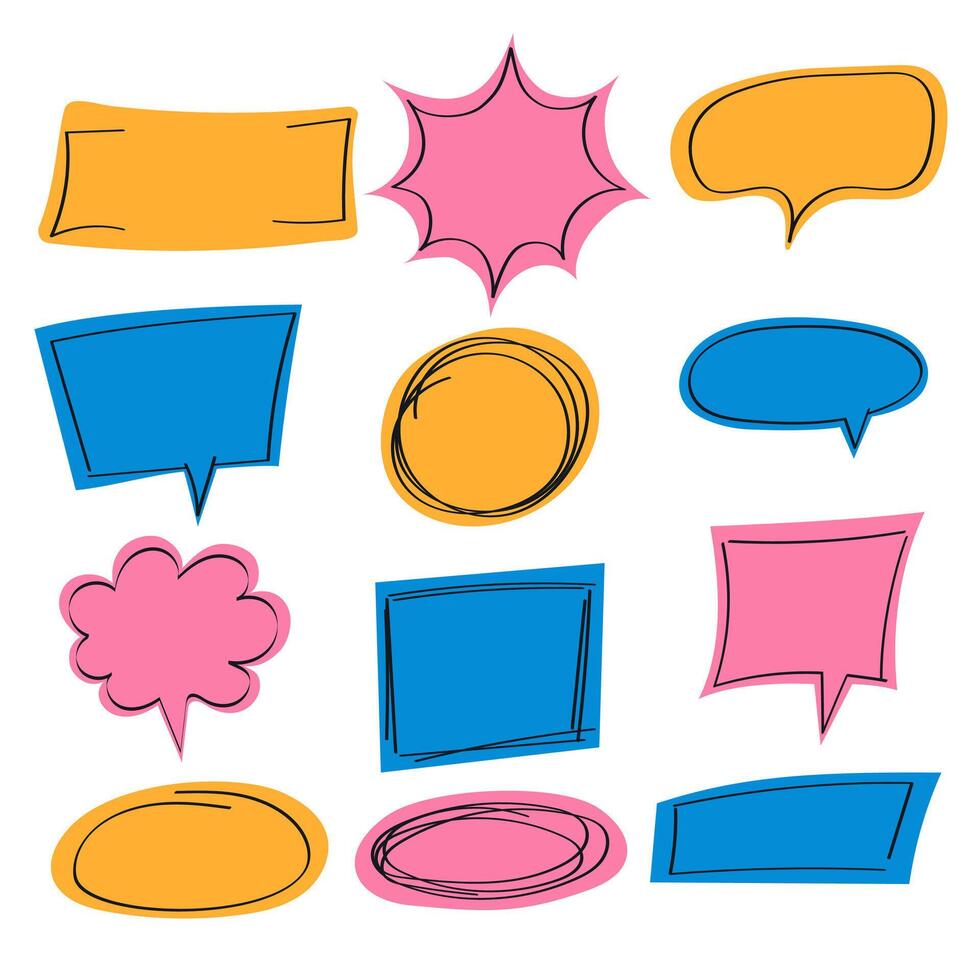 Hand drawn doodle frame for text, speech bubble. vector