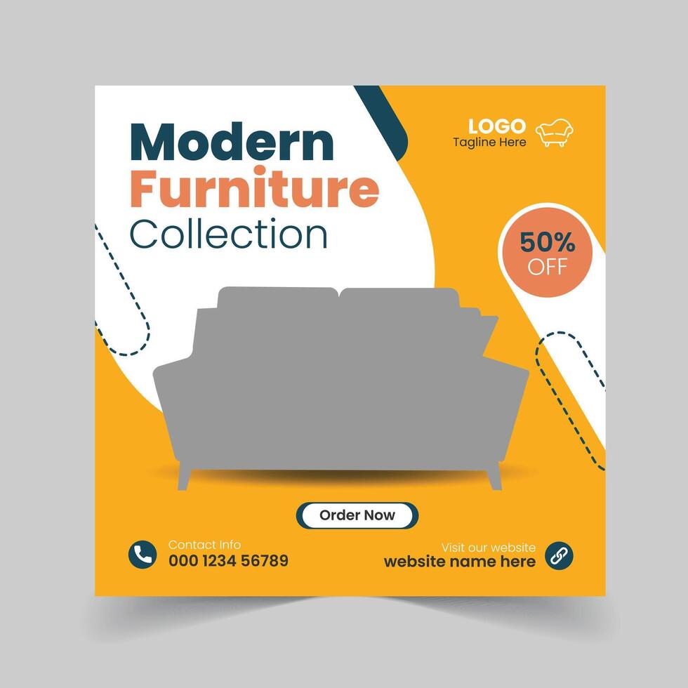 Modern Furniture Sale For Social Media Post Template Web Banner Design vector