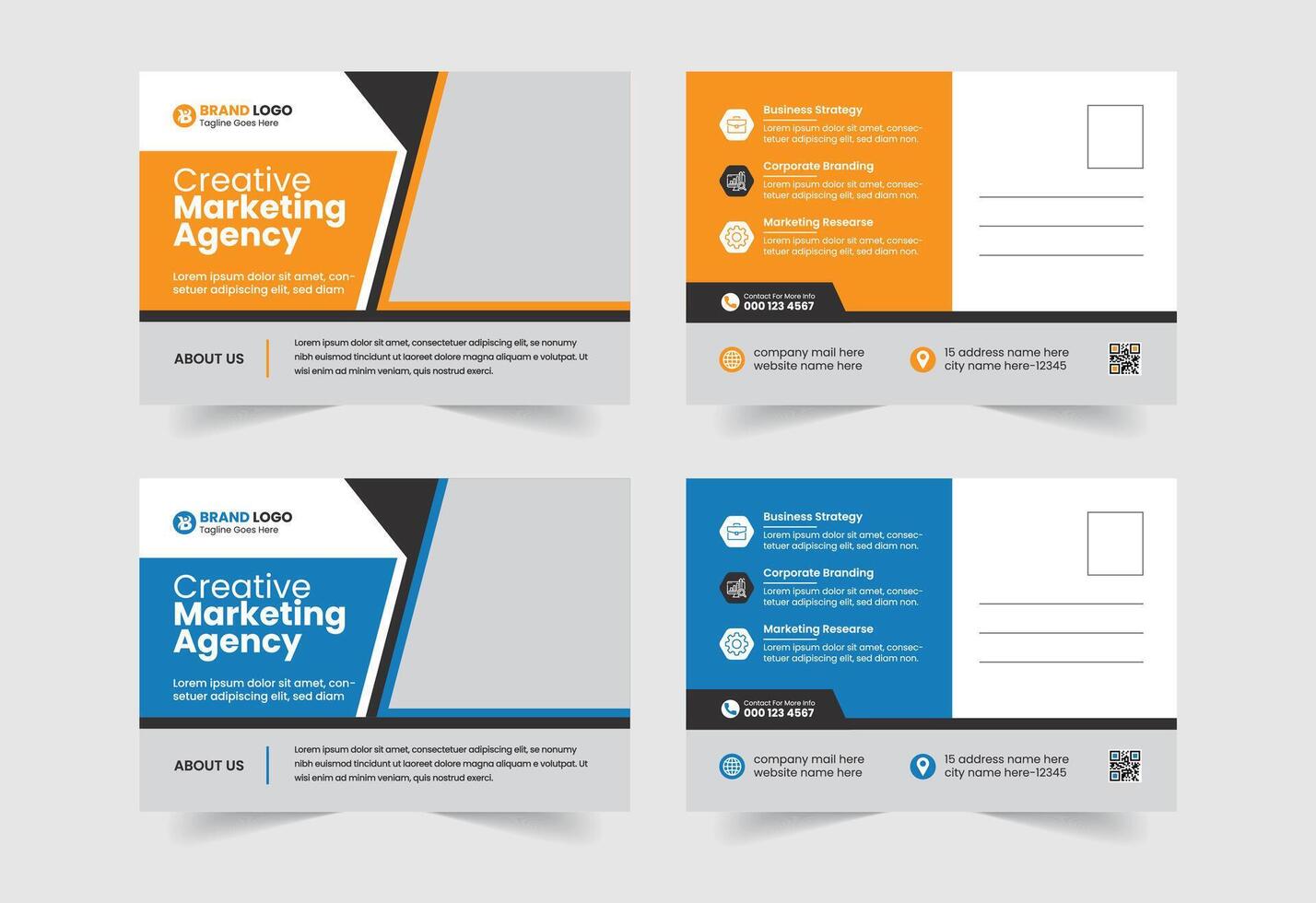 Free Vector Creative Marketing Agency Postcard Template Design