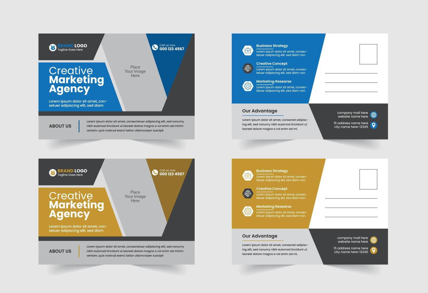Free Vector Creative Marketing Agency Postcard Template Design
