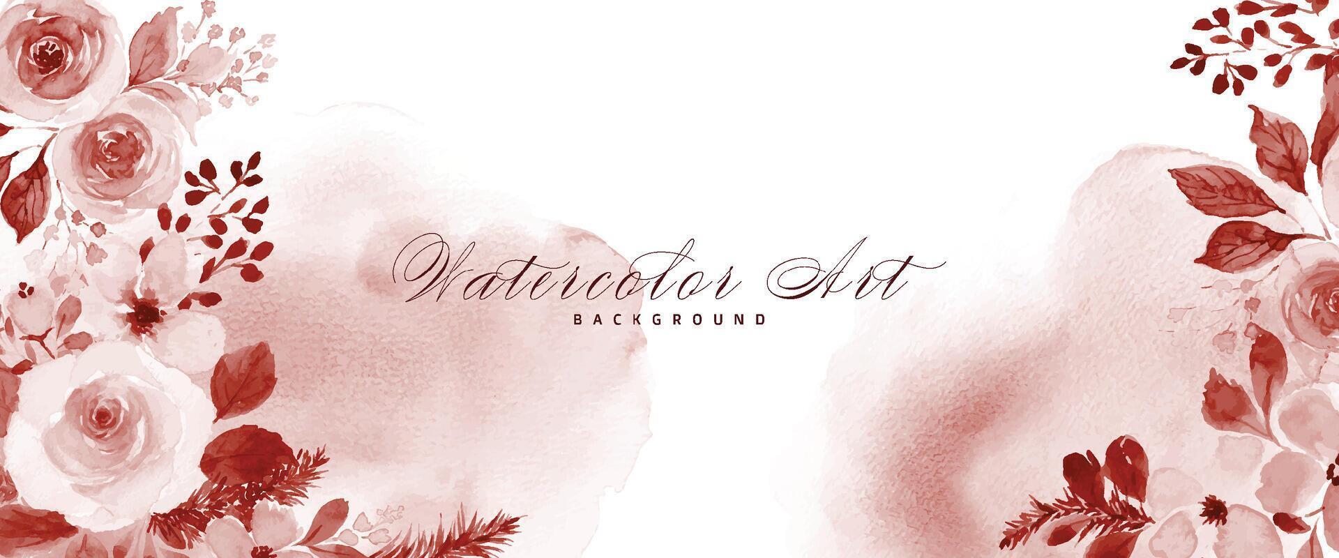 Abstract watercolor background with magenta rose on watercolor stains vector