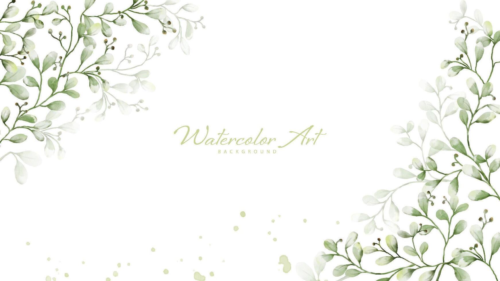 Watercolor green leaves background vector