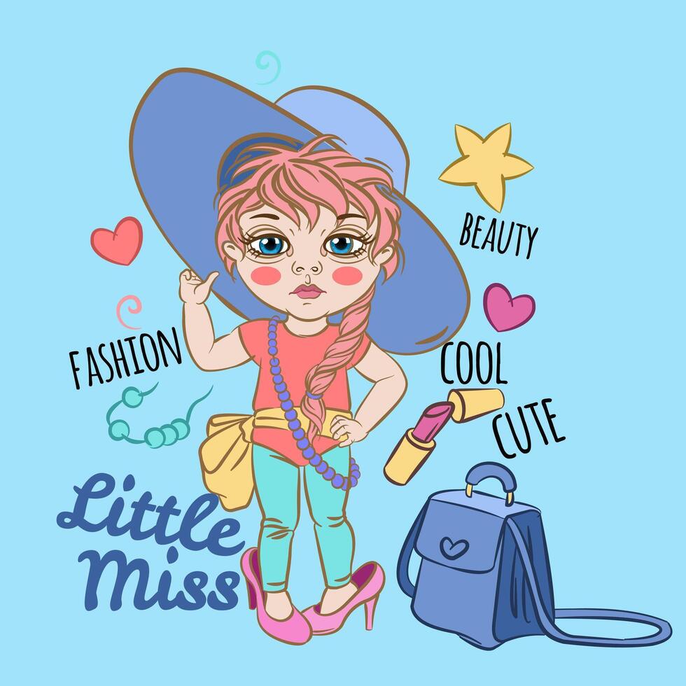 Little Miss Fashion Illustrator Artwork vector