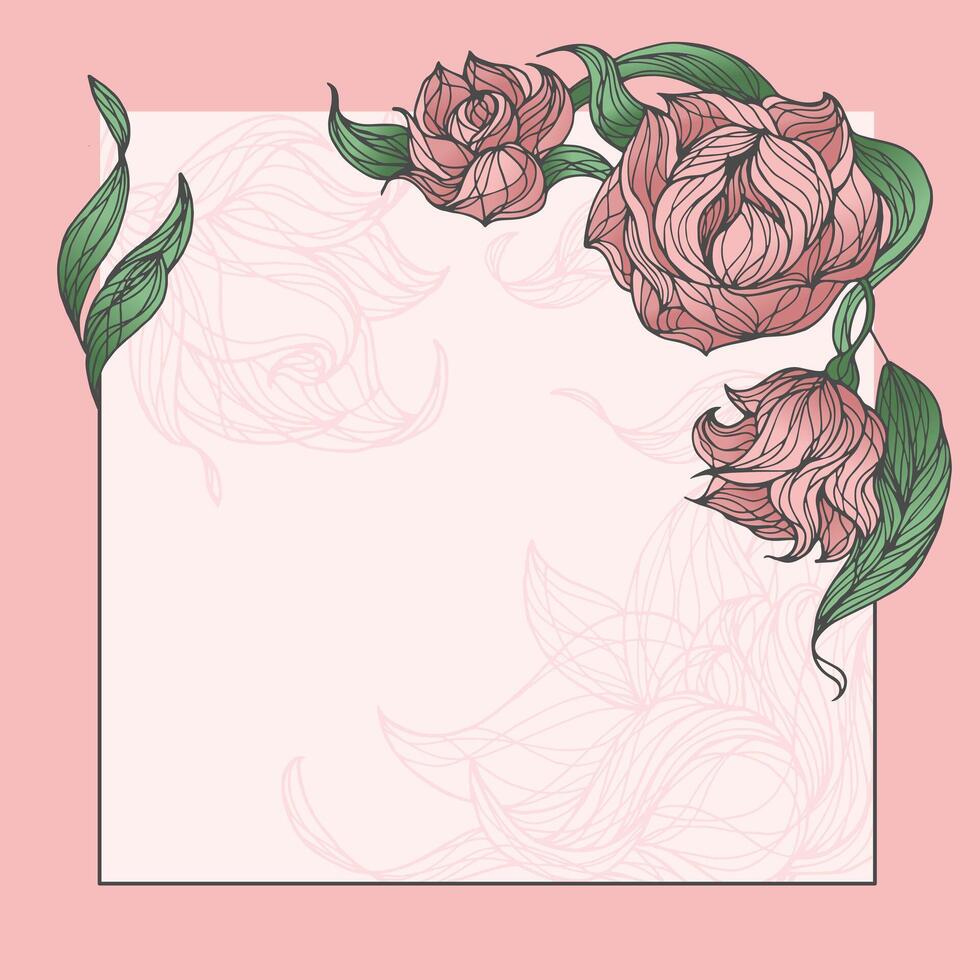 Pink Romantic Flowers Frame vector