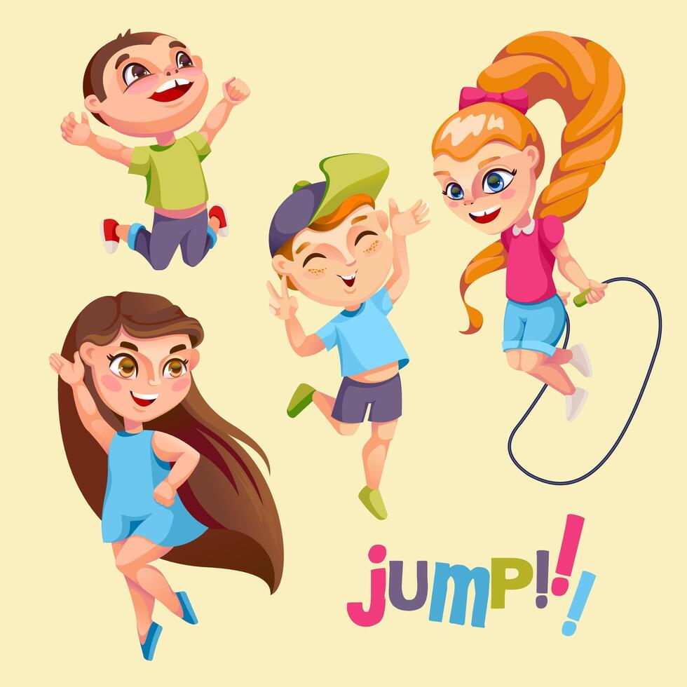 Jumping kids Illustrator Artwork vector