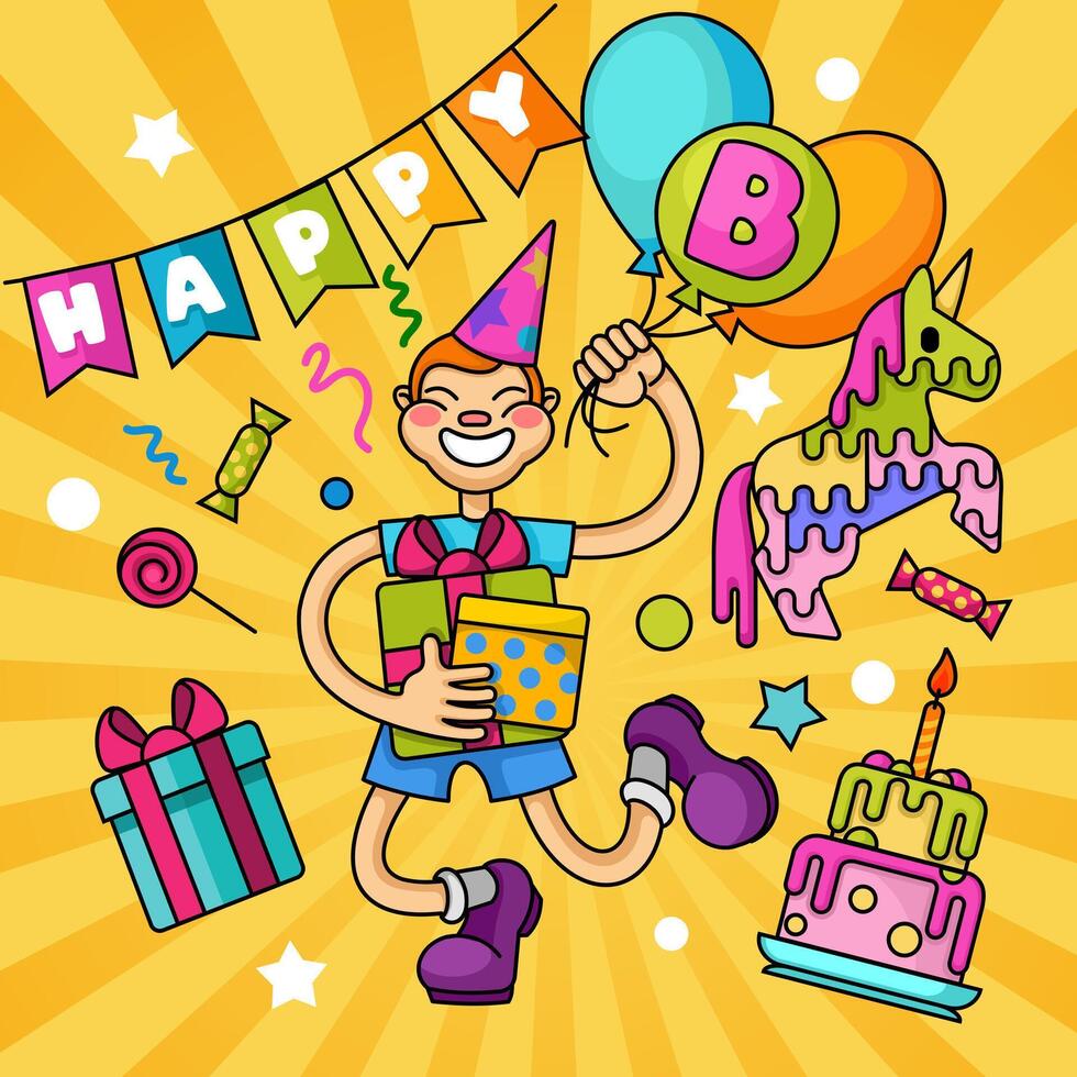 Happy B-day Fanny Party Card Illustrator Artwork vector