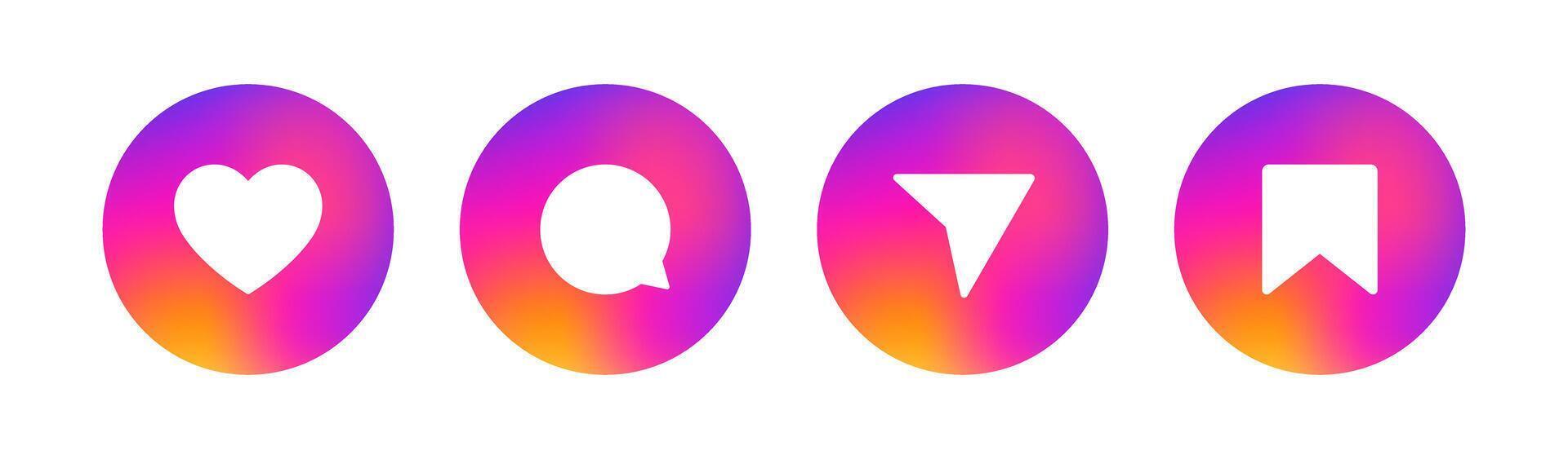 Set of generic social media user interface icons. Like, comment, share and save icons. Social media flat icon. Vector 2