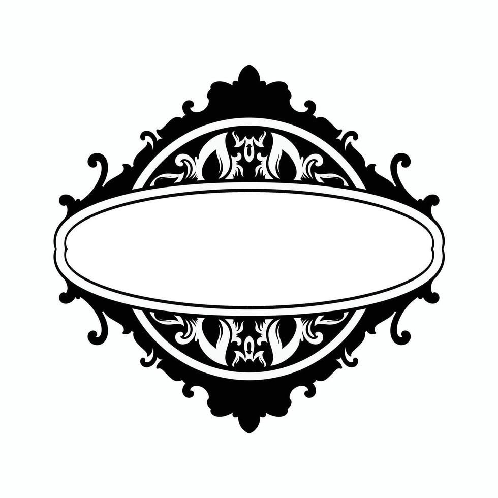 classic circle ornament decoration black and white vector frame