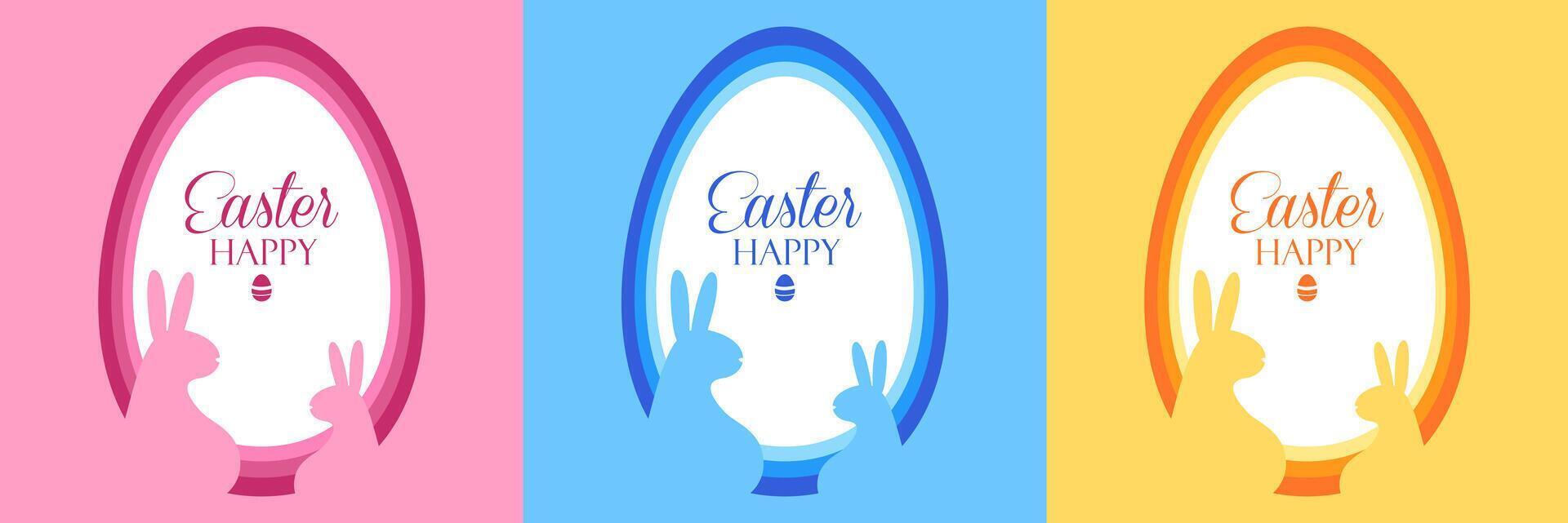 Color vector set of posters with inscriptions dedicated to Easter