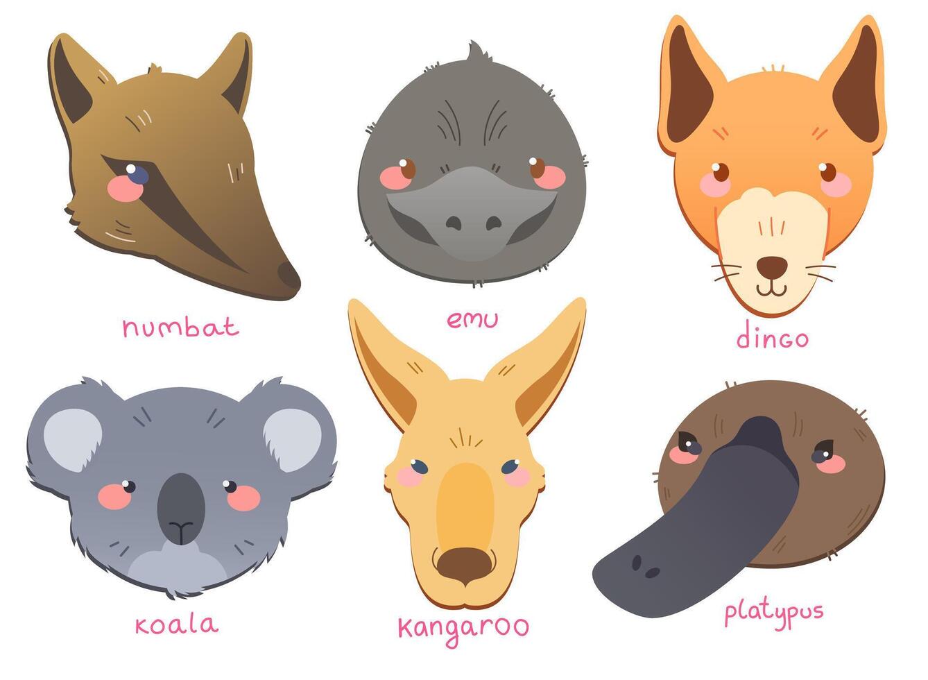 color vector conjunto con varios animales de Australia en plano pintura