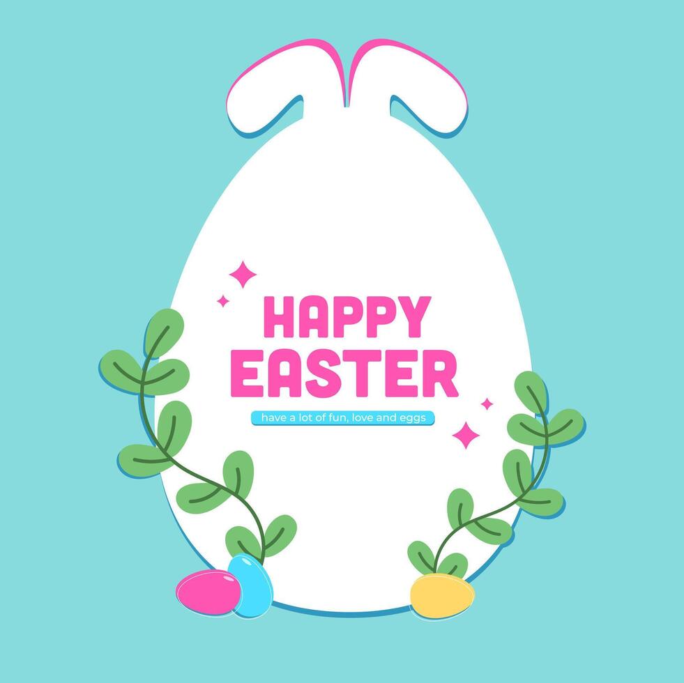 color vector ilustración de un póster en el forma de un huevo con conejito orejas y el inscripción contento Pascua de Resurrección