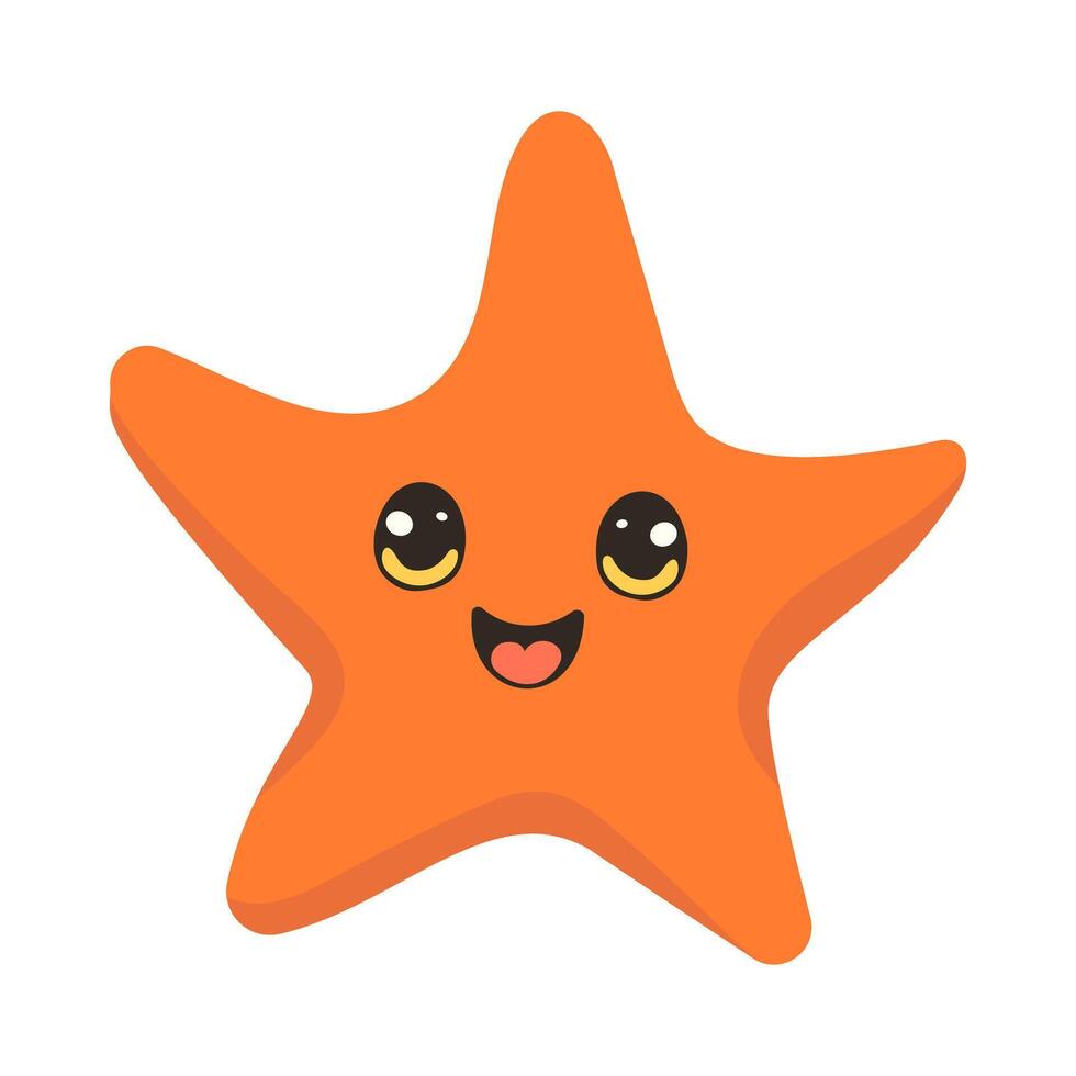 Vector cartoon illustration with cute Starfish