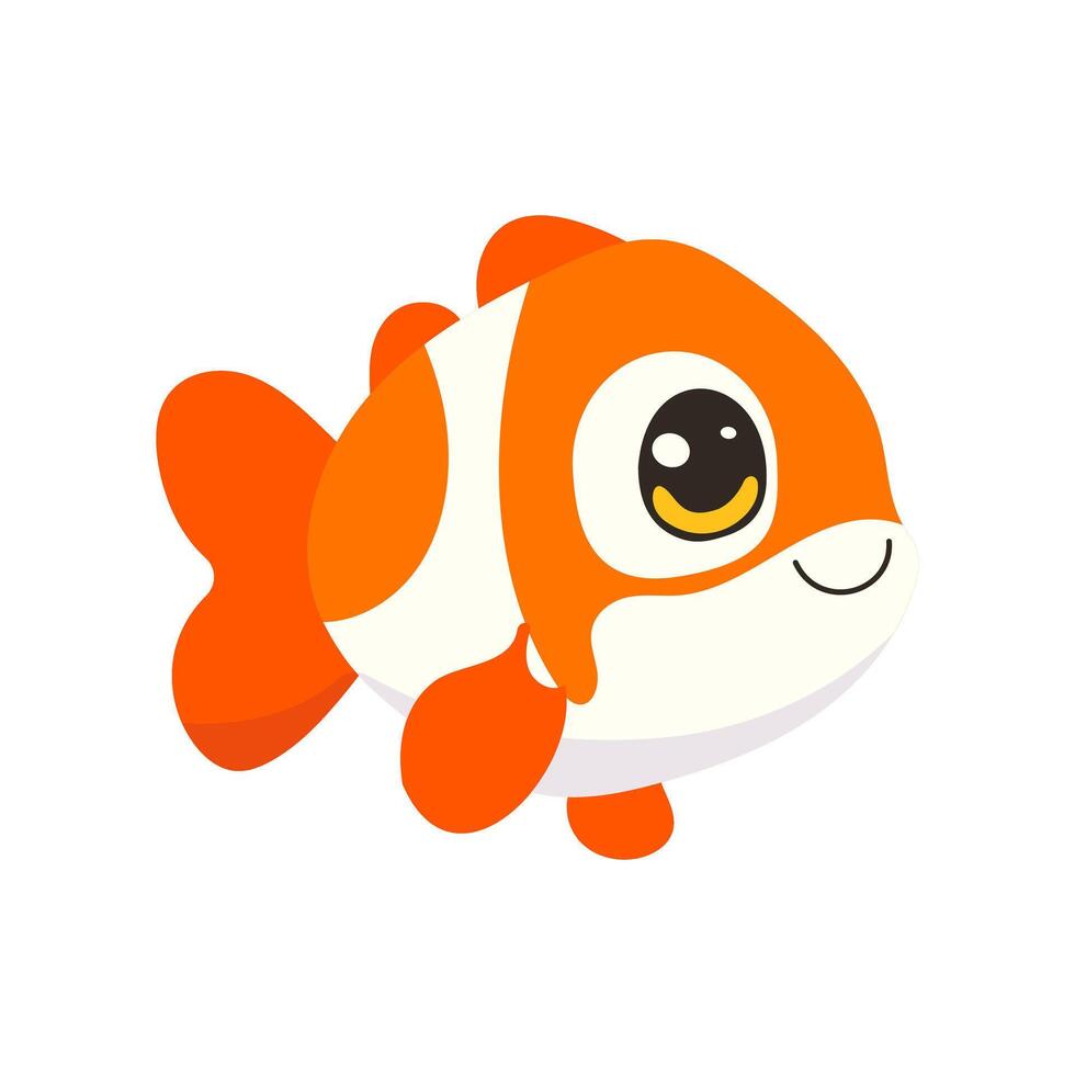 Vector cartoon illustration with cute clownfish
