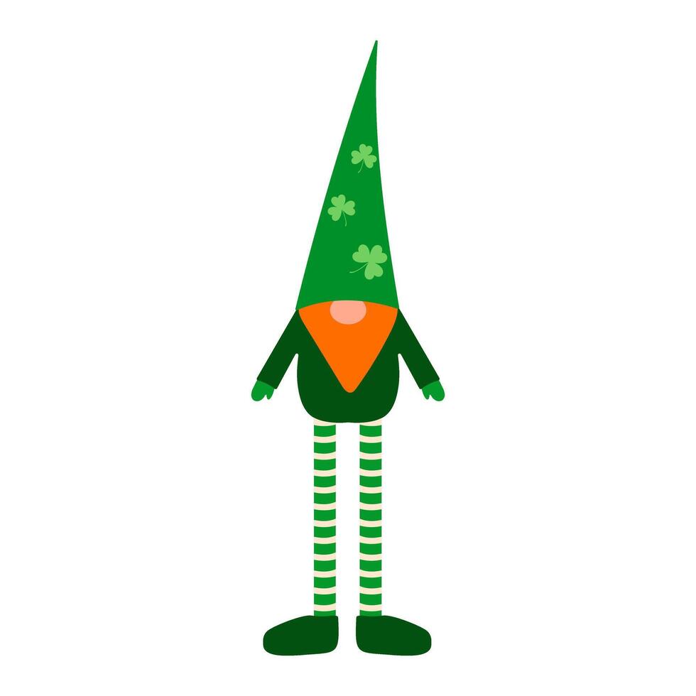 Green gnome with shamrocks for St. Patrick's Day vector
