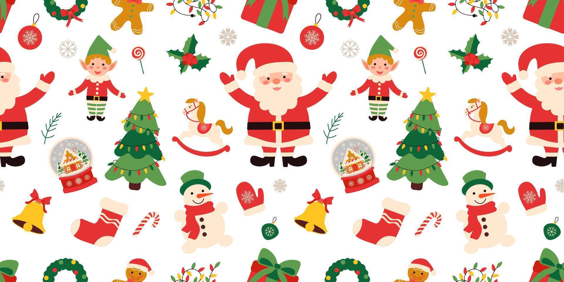 Christmas seamless pattern. Vector flat design for poster card, wallpaper, poster, banner, packaging.