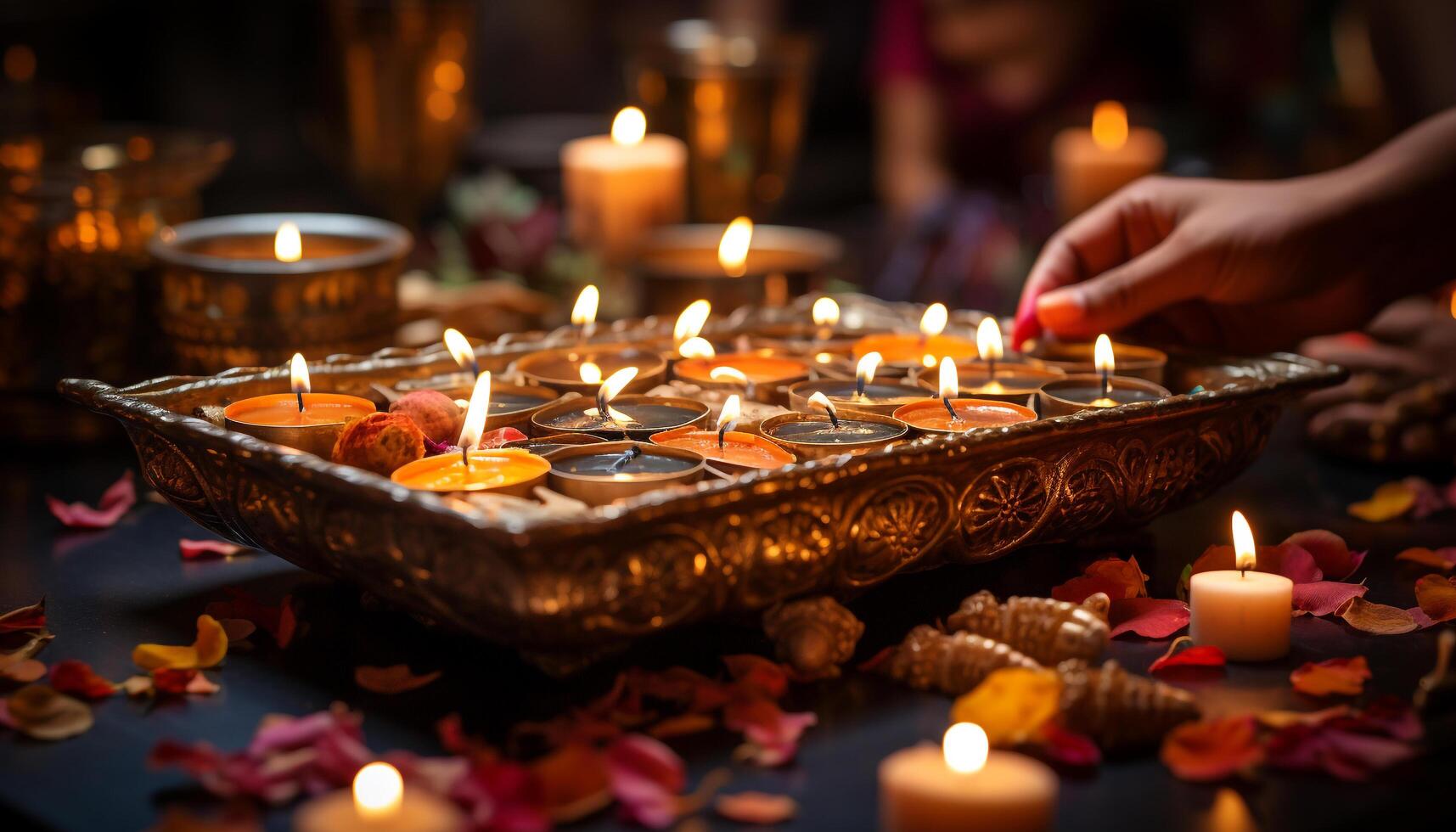 AI generated Glowing candlelight illuminates the dark, symbolizing love and spirituality generated by AI photo