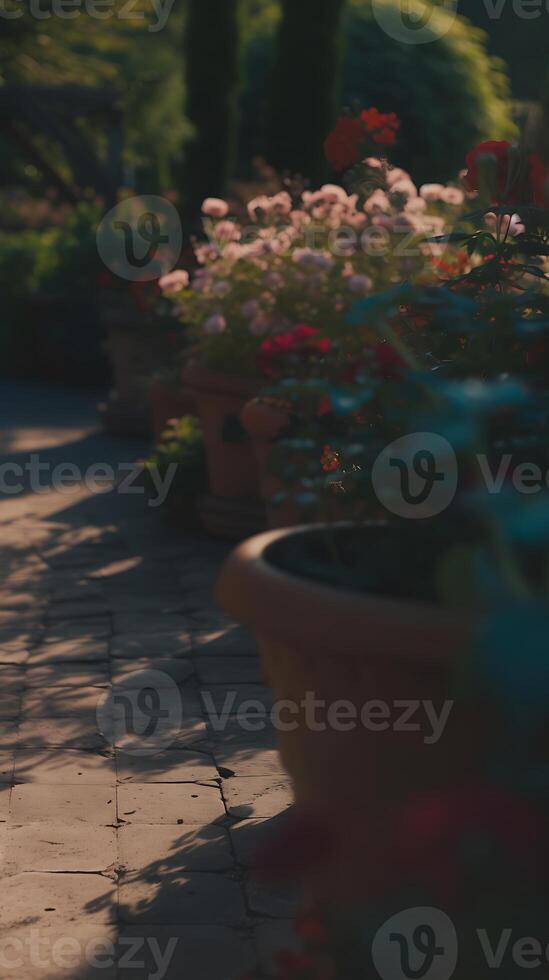 AI generated A Couple of Potted Plants Sitting Next to Each Other. Generative AI. photo