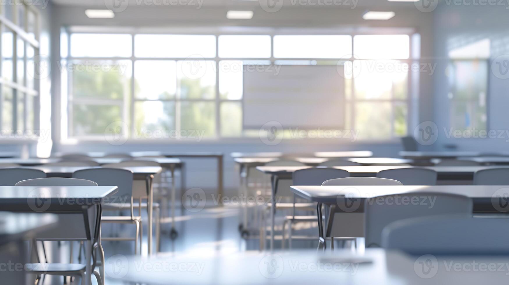 AI generated Technology Classroom With Abundant Desks and Chairs. Generative AI. photo