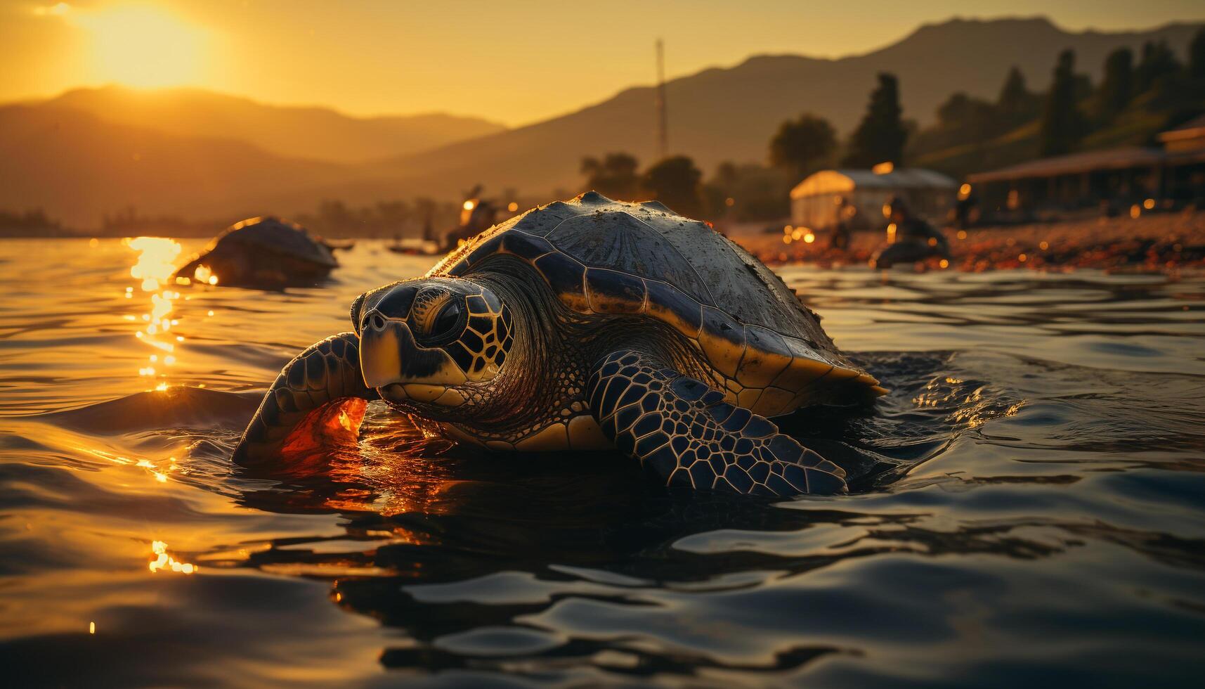 ai generado el hermosa mar Tortuga nada en el tranquilo azul agua generado por ai foto