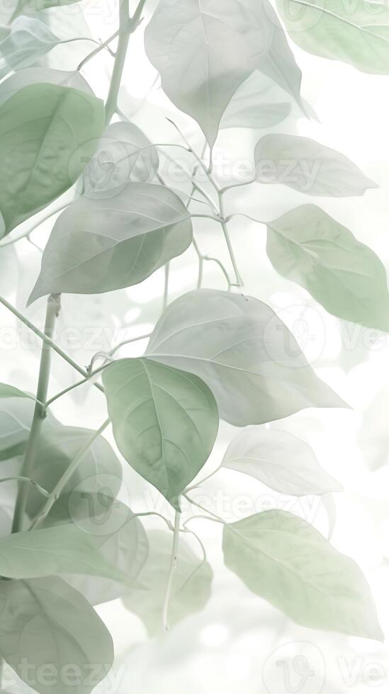 AI generated Green Leaves Adorning Tree Branch. Generative AI. photo