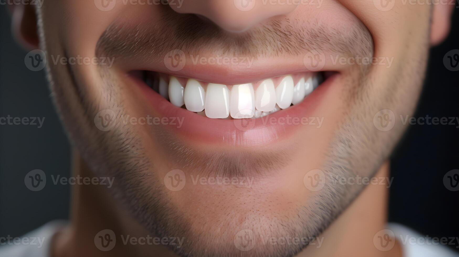 AI generated Close-up of young man with white teeth. Dentistry concept. photo