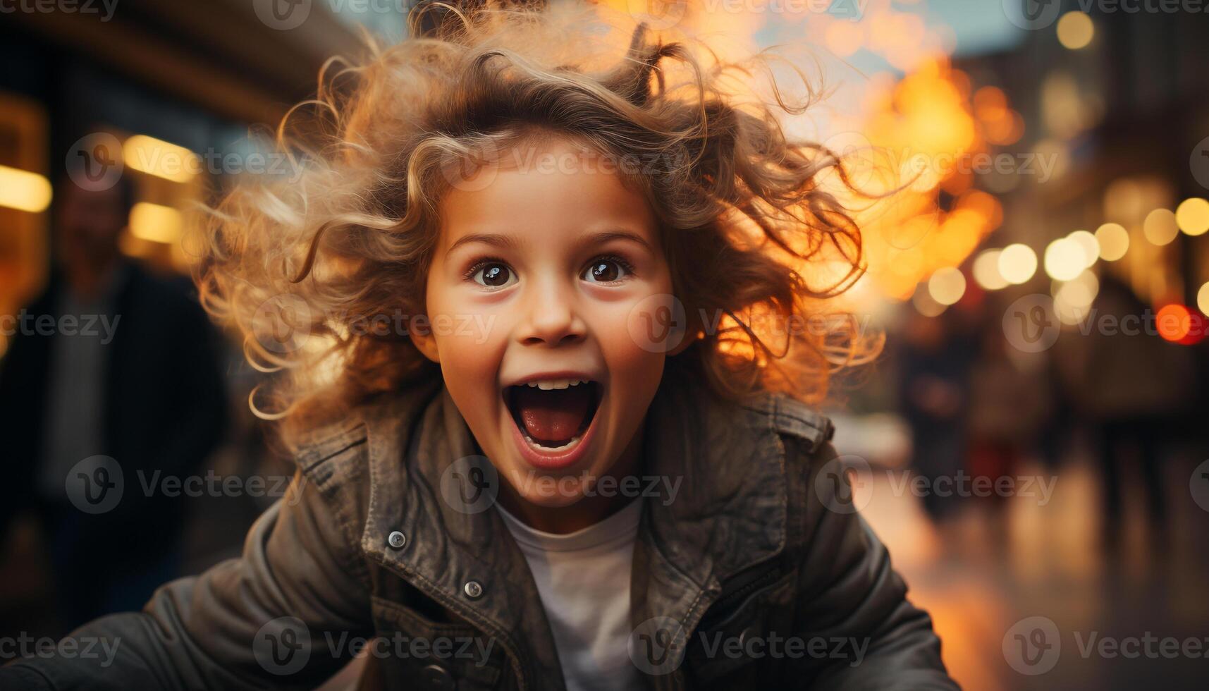 AI generated Smiling child enjoys playful winter fun, carefree and happy generated by AI photo