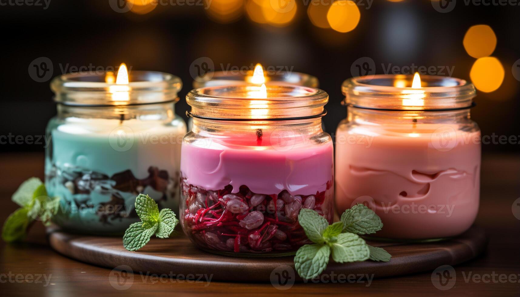 AI generated Aromatherapy candle brings relaxation, freshness, and natural wellbeing generated by AI photo