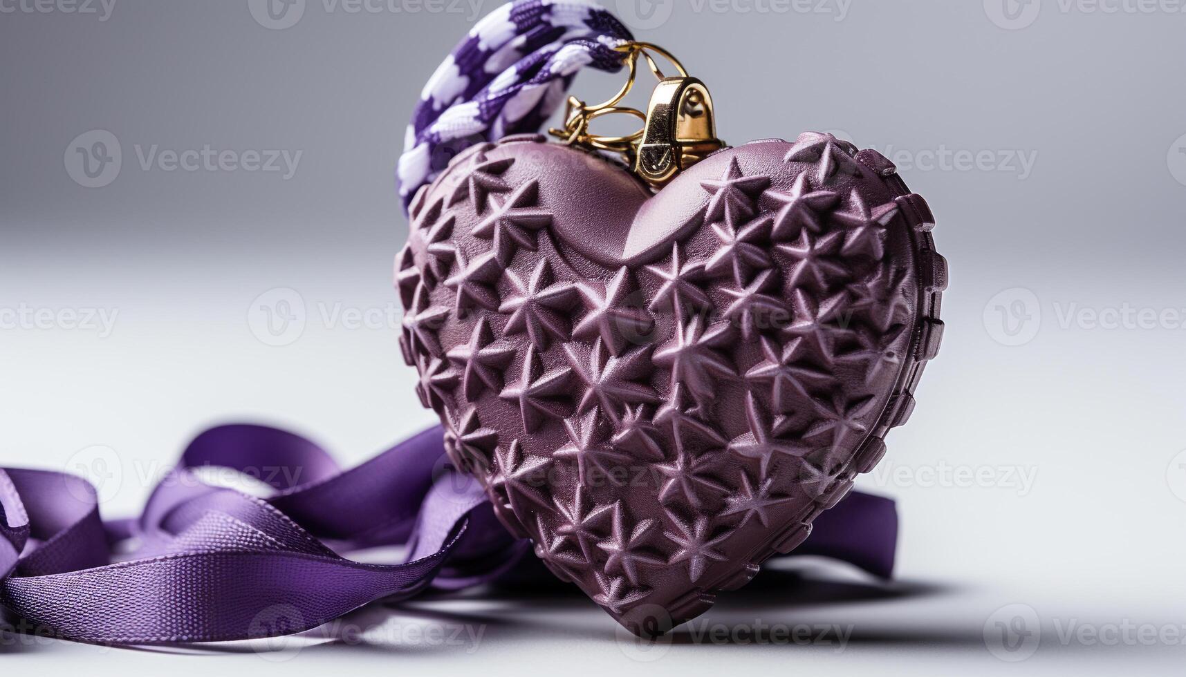 AI generated Love and romance in a purple heart shaped gift generated by AI photo