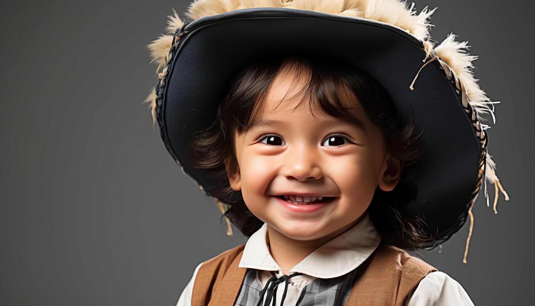 AI generated Cute child smiling, happiness radiates from cheerful portrait generated by AI photo