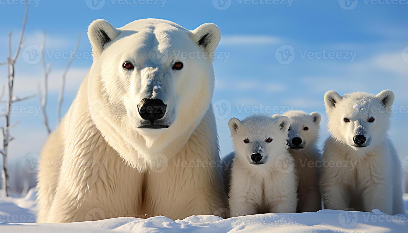 AI generated Cute fluffy Samoyed puppy playing in the snowy arctic generated by AI photo