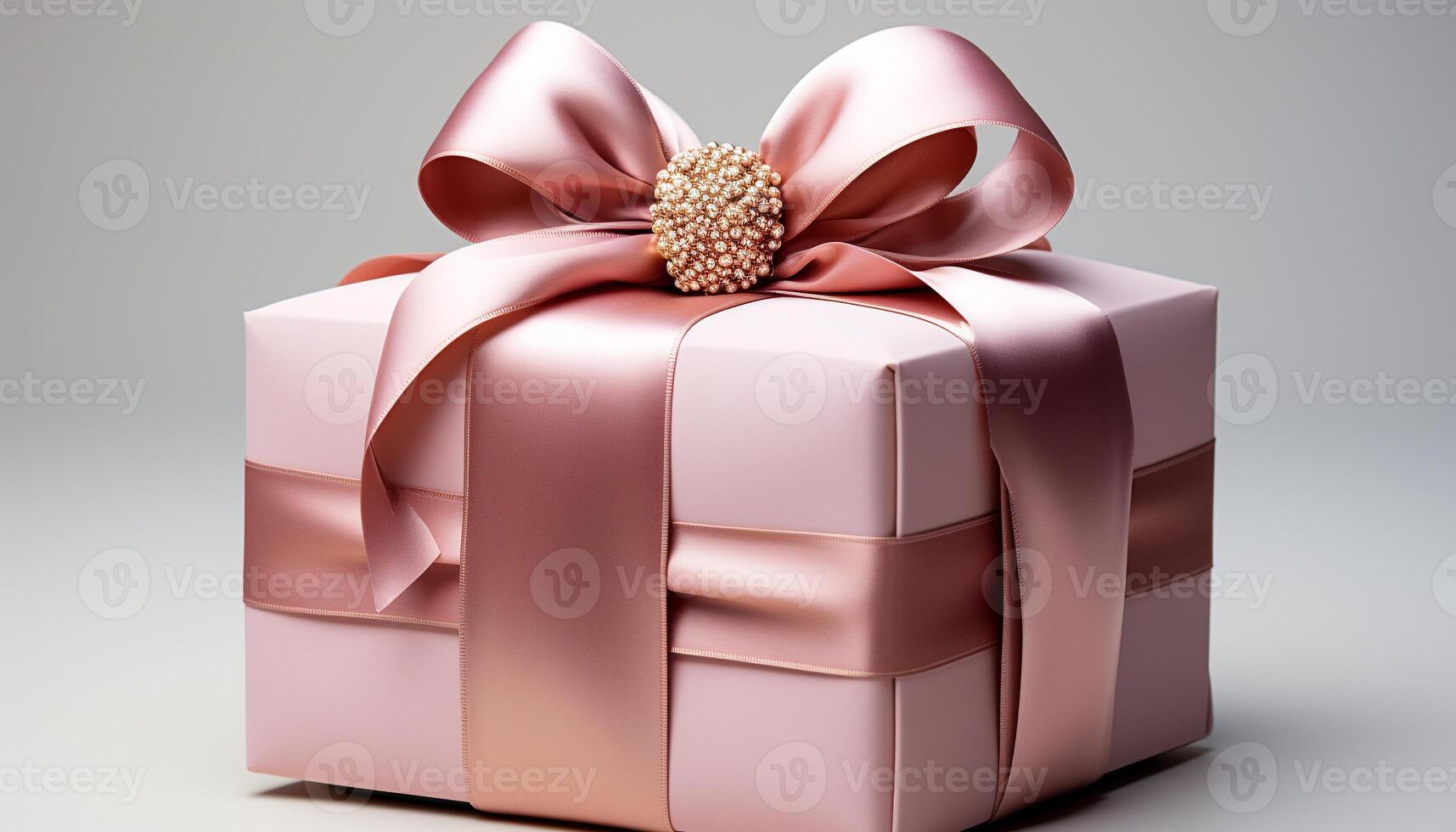 AI generated A shiny gift box wrapped in elegant gold packaging generated by AI photo