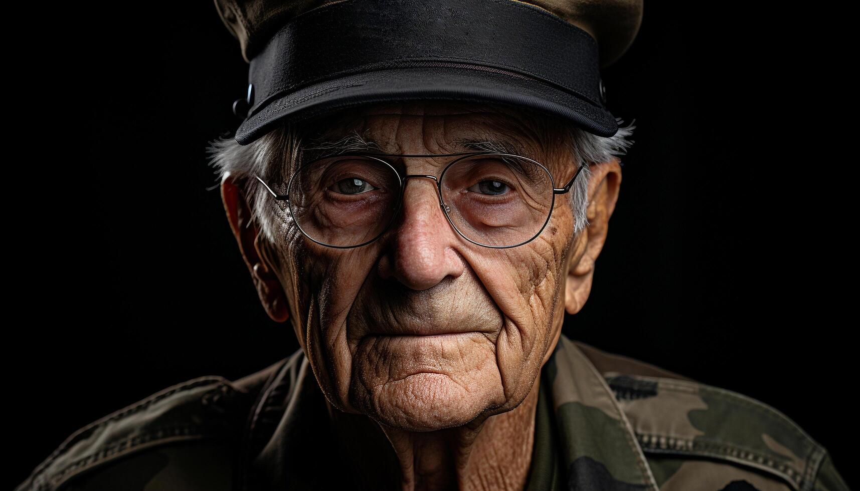 AI generated Serious senior man with gray hair looking confidently at camera generated by AI photo