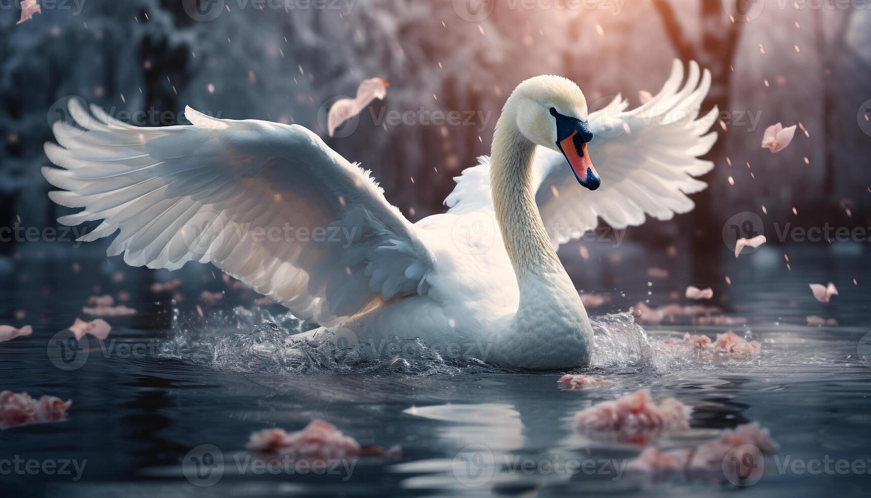 AI generated Swan elegance in nature, reflecting love and beauty generated by AI photo