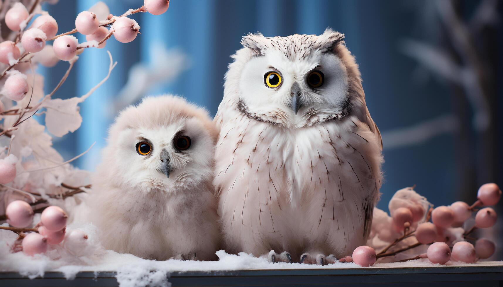 AI generated Cute owl perching on branch, looking at camera with wisdom generated by AI photo